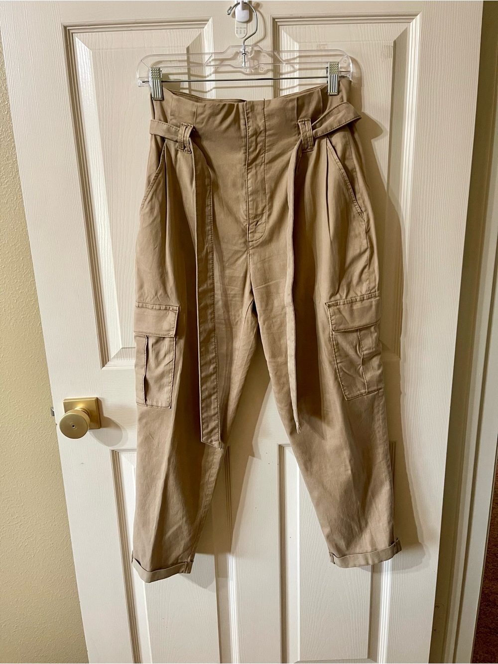 White House Black Market Tan Paperbag Cargo Ankle Pants